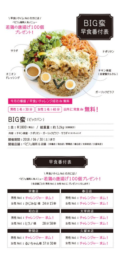 Big蛮 早食いno 1 発表 プレゼントの受け取り方法について Babyface Planet S Fukuoka ベビーフェイスプラネッツ 福岡 ベビフェ福岡